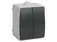 Выключатель двухклавишный наружный 10А 220В IP54 ФОРС Выключатель двухклавишный наружный 10А 220В IP54 ФОРС